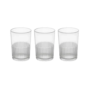 لیوان شیشه ای شیاردار لیمون 3 عددی کد 2217