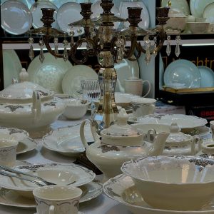 سرویس چینی پردیس 98پارچه (12نفره) نیوبن گل فرانس پلاتین